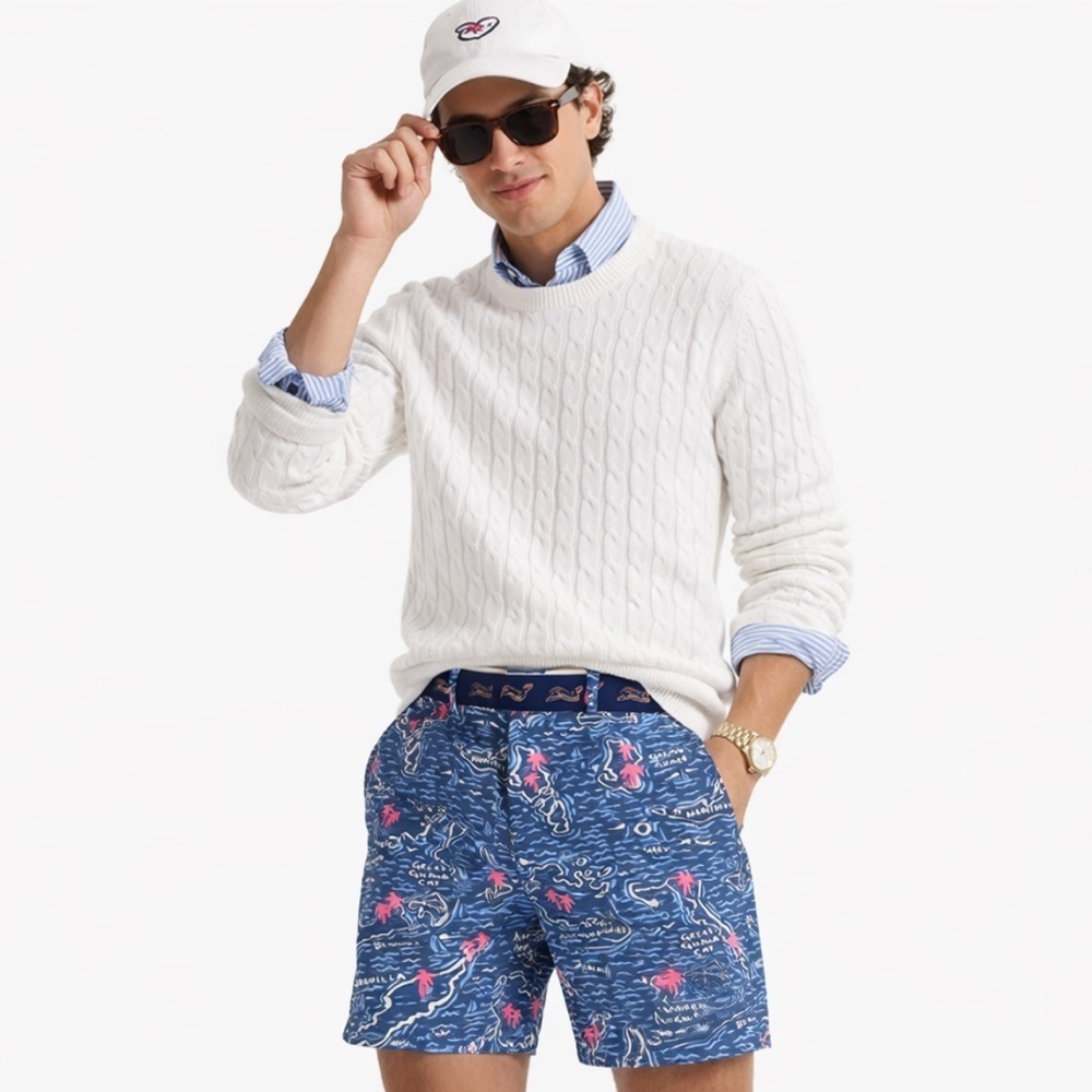 Vineyard Vines Men’s 9” Breaker Shorts Map of Islands Print Sz 30” Preppy NWT